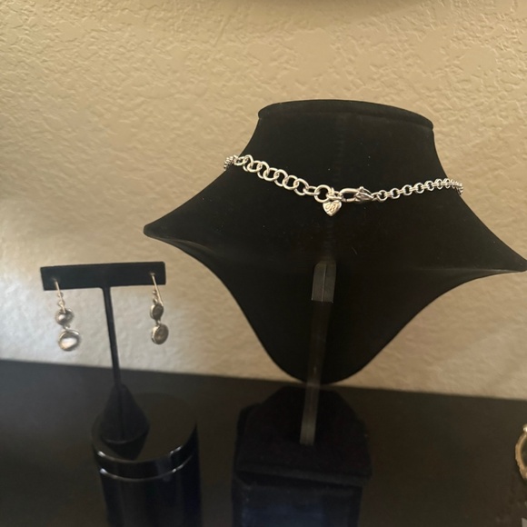 Brighton Pastille Jeweled Collar Bibb Gold Pearl and Silver Set - Picture 2 of 6